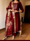 Embroidred Work Kurta Dupatta Pant Set Wth Digital Print Dupatta